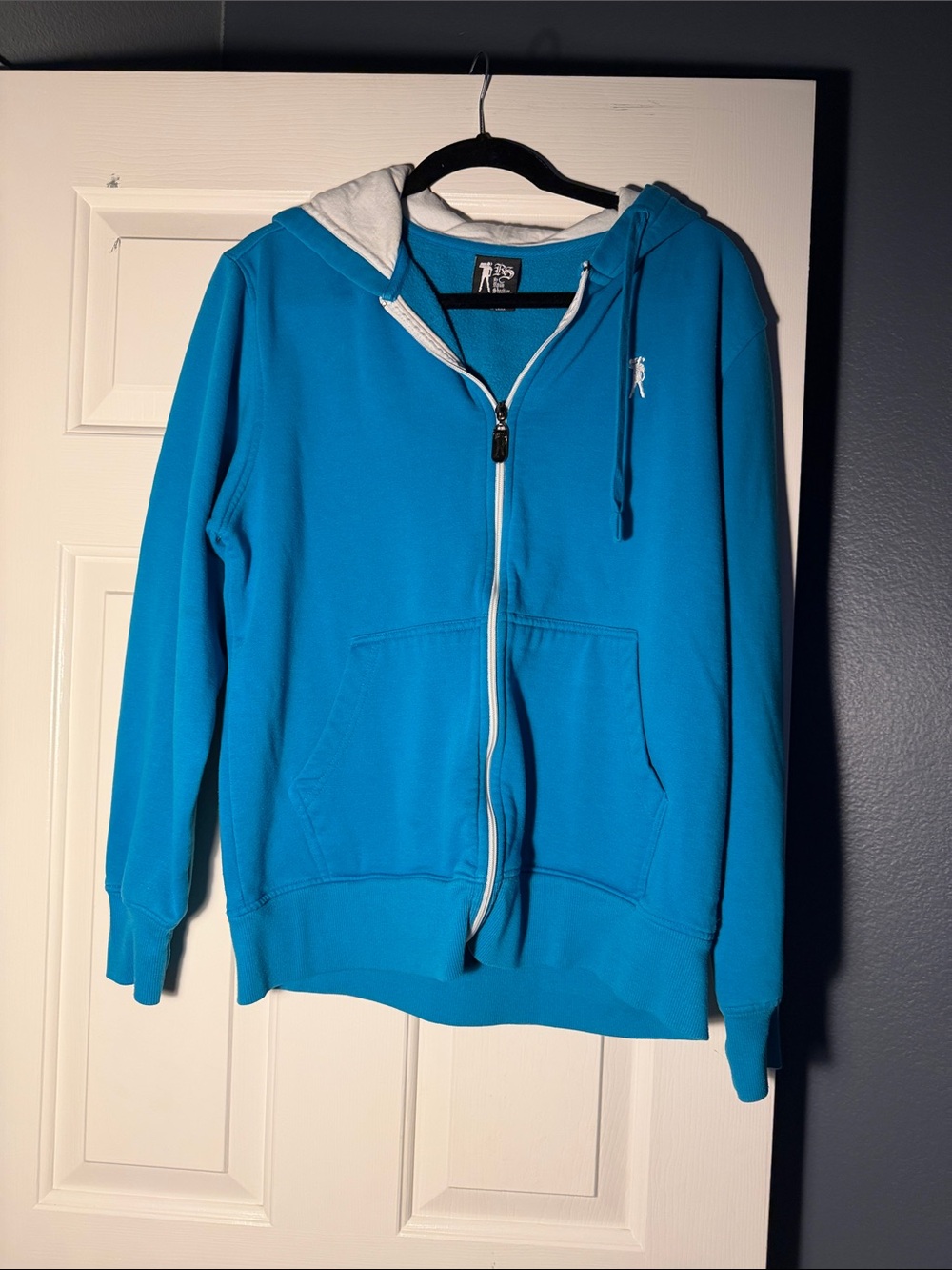Rock & Republic Turquoise Zip Hoodie with White Accents